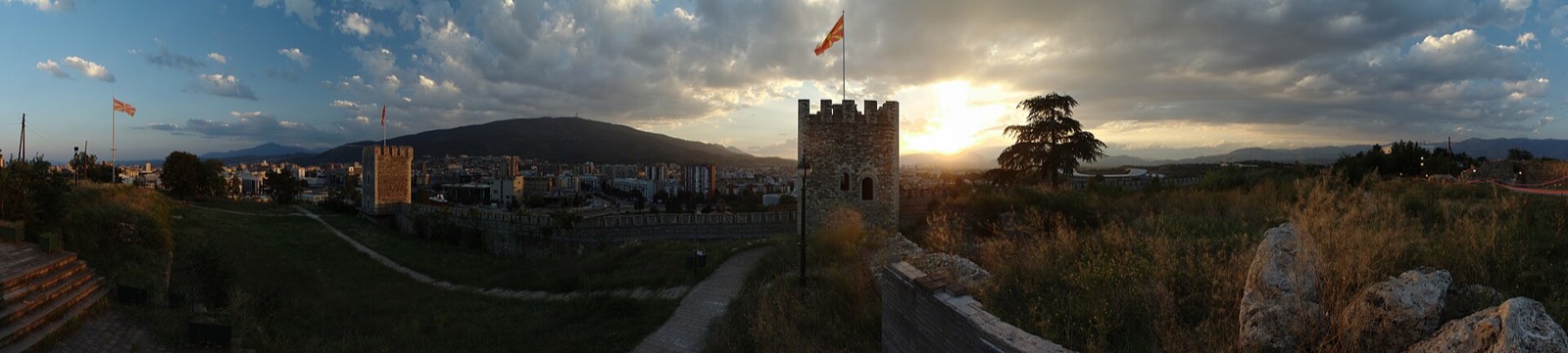 Skopje city center at dusk