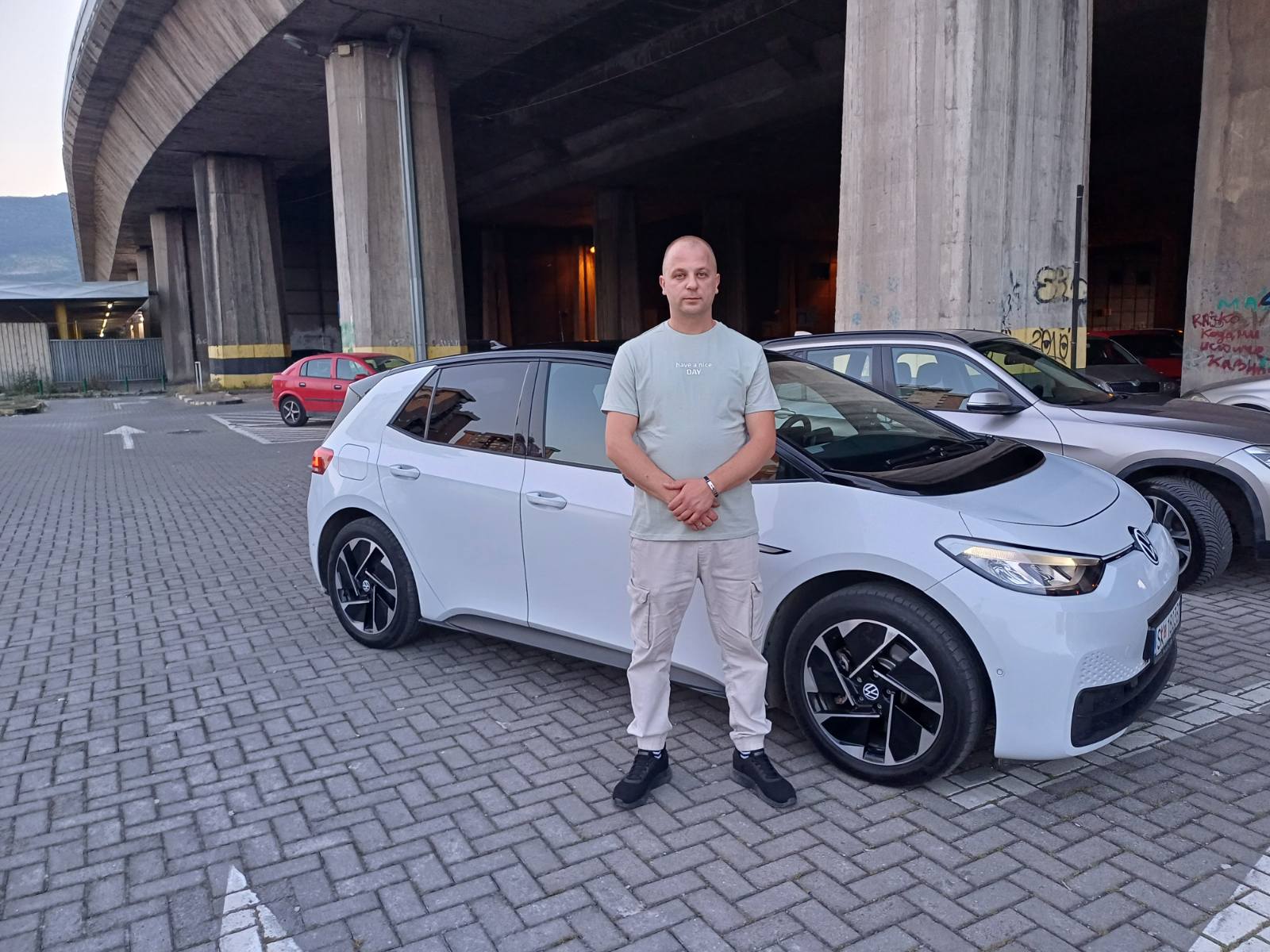 Darko, your driver, beside his electric car